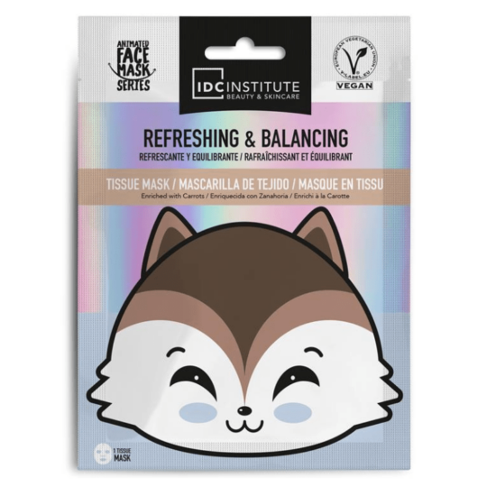 IDC Institute Vegan Cute Animals Animated Mask Μάσκα Προσώπου Racoon Εκτύπωση σε Πανί Refreshing & Balancing – Αναζωογονητική & Εξισορροπητική Δράση 25gr